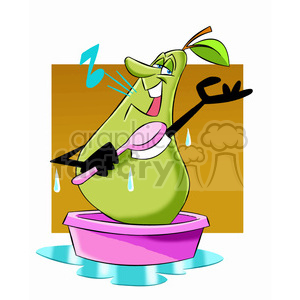 paul the cartoon pear character taking a bath clipart.