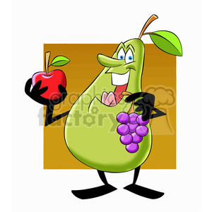 paul the cartoon pear character eating fruit clipart. Commercial use image # 397646