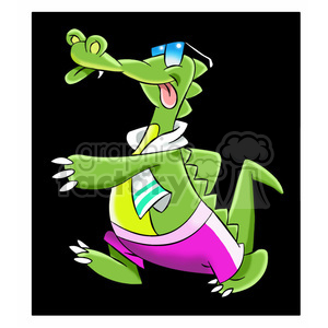 clipart - kranky the cartoon crocodile going swimming.