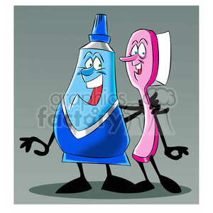 mo the toothpaste cartoon character hugging a brush clipart.