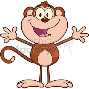 royalty free rf clipart illustration happy monkey cartoon character with open arms vector illustration isolated on white clipart. Royalty-free image # 399585