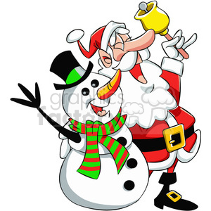 santa and snowman singing cartoon vector clip art clipart. Commercial use image # 400367