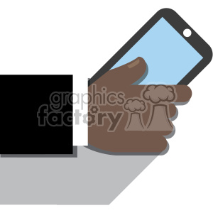 latin hand holding a cell phone flat design vector art no background clipart.