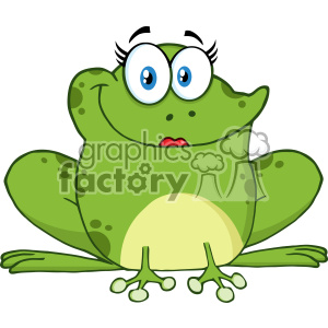 10668 Royalty Free RF Clipart Cute Frog Female Cartoon Mascot Character Vector Illustration clipart.