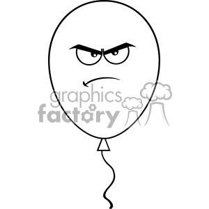 clipart - 10748 Royalty Free RF Clipart Angry Black And White Balloon Cartoon Mascot Character Vector Illustration.