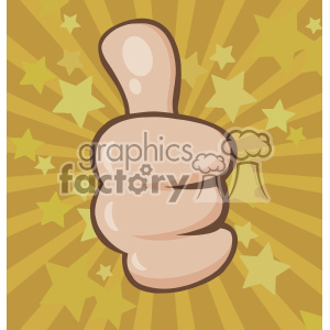 clipart - 10696 Royalty Free RF Clipart Vintage Cartoon Hand Giving Thumbs Up Gesture Vector With Stars Sunburst Background In Old Style.