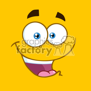 10885 Royalty Free RF Clipart Happy Cartoon Square Emoticons With Smiling Expression Vector With Yellow Background clipart.
