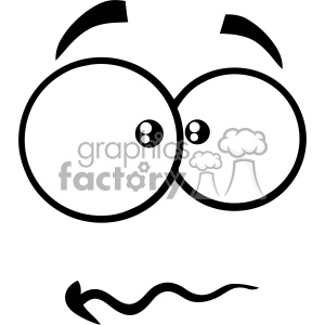 clipart - 10916 Royalty Free RF Clipart Black And White Nervous Cartoon Funny Face With Panic Expression Vector Illustration.