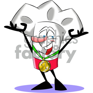 clipart - cartoon chef with gold medal.