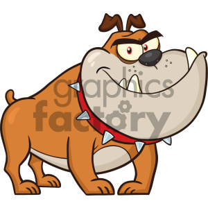clipart - Clipart Illustration Angry Bulldog Dog Cartoon Mascot Character Brown Color Vector Illustration Isolated On White Background.
