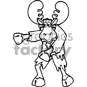 cartoon clipart moose 022 bw clipart. Commercial use image # 404846