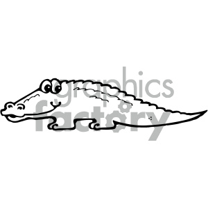 clipart - cartoon clipart Noahs animals alligator 011 bw.