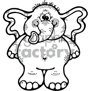 cartoon elephant 001 bw clipart. Commercial use image # 404980