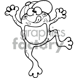 cartoon clipart frog 006 bw clipart. Commercial use image # 404984