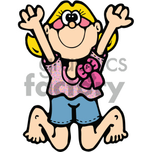 cartoon girl jumping vector art clipart. Royalty-free image # 405360