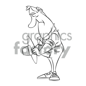 black and white cartoon farmer sad because of no rain royalty free vector art clipart. Commercial use image # 405615