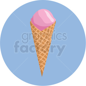 ice cream cone vector flat icon clipart with circle background .
