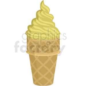 vanilla ice cream cone vector flat icon clipart with no background .