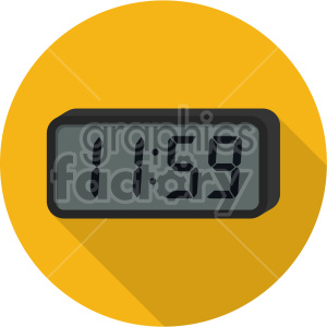 clipart - new years eve clock on yellow circle background.