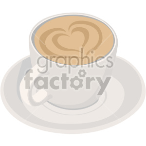 clipart - latte cup with heart design for valentines.