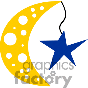 Moon with a star hanging from it clipart. Commercial use image # 167709