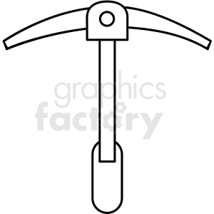black and white pickaxe icon clipart.