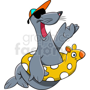 clipart - seal with blow up floatie.