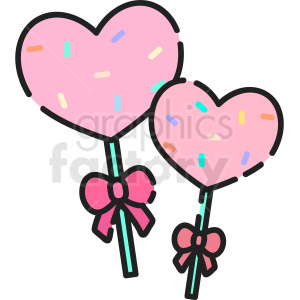 Valentines icon candy suckers heart