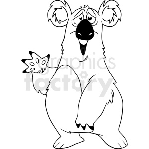 black and white cartoon koala bear vector clipart clipart. Commercial use image # 411795