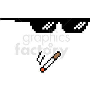 clipart - thug life 8 bit sunglasses right smoking svg cut file.