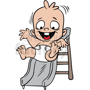 clipart - cartoon baby playing on slide vector clipart.