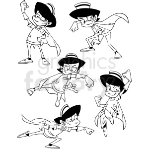 black and white cartoon nurse set vector clipart clipart. Royalty-free image # 413246