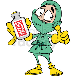 cartoon doctor holding covid 19 vaccine vector clipart clipart. Royalty-free image # 413261