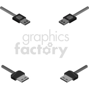 isometric usb cable vector icon clipart 2 .