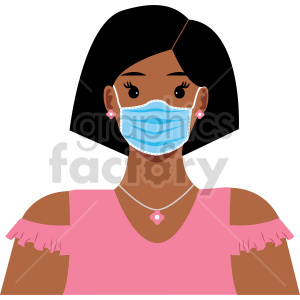 hispanic lady wearing mask vector clipart .