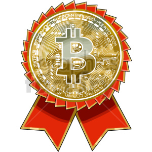 bitcoin currency crypto award ribbon prize coin digital