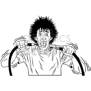clipart - black and white person getting electrocuted clipart.