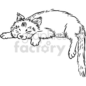 clipart - black and white sleeping cat clipart.