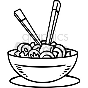 black and white ramen bowl clipart