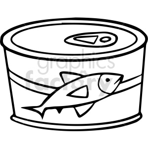 black and white canned fish food vector clipart clipart. Commercial use image # 416909