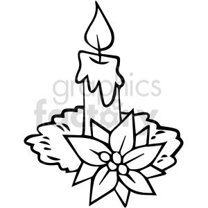 black and white cartoon Christmas candle clipart .