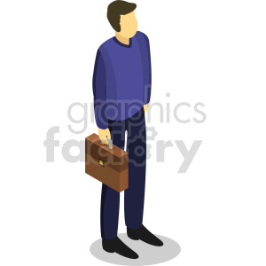 man holding briefcase isometric vector graphic clipart.