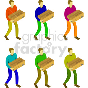 delivery man isometric vector graphic clipart.