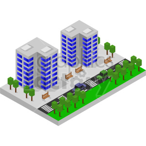 tall buildings isometric design clipart.