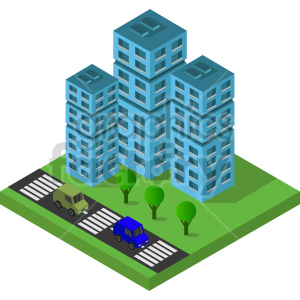 isometric city skyscrappers buildings roads