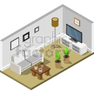 living room isometric vector clipart .