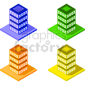 isometric buildings bundle vector graphic clipart.