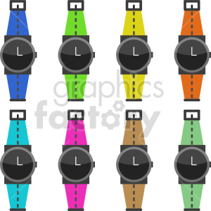watch set vector graphic clipart.