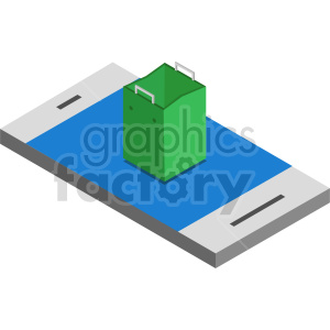 mobile shopping isometric vector clipart .