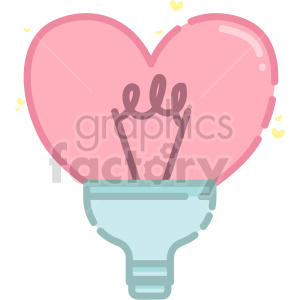 heart shaped lightbulb vector graphic clipart.